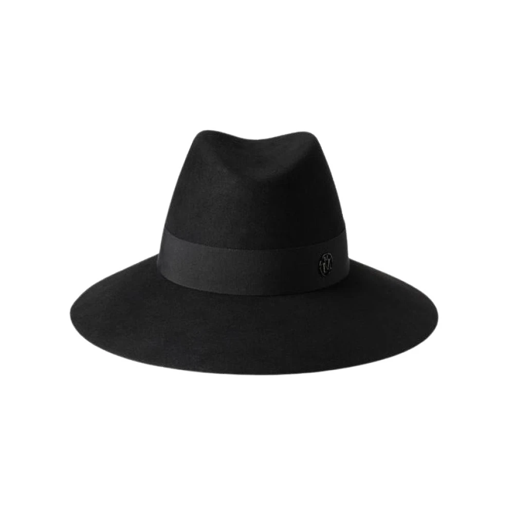 Maison Michel Waterdichte hoed met brede rand van wol Black Heren