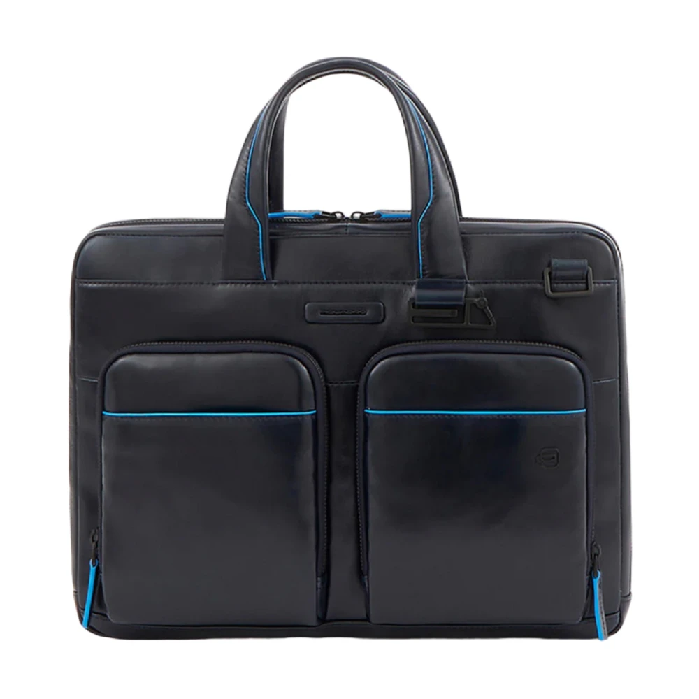 Piquadro Blauwe Laptoptas en iPad Tas met RFID-bescherming Blue Heren