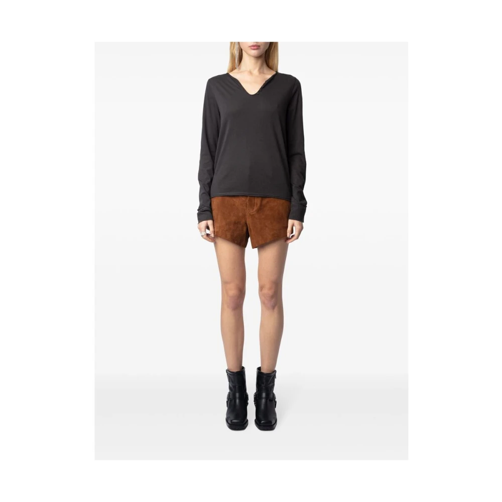 Zadig & Voltaire Donkergrijze Henley Hals Trui Gray Dames