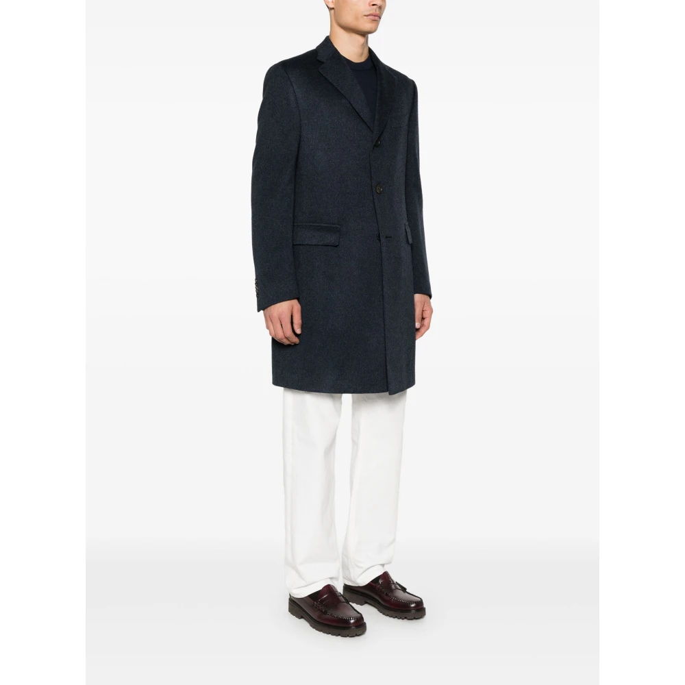 Corneliani Luxe Cashmere Jas met Afneembare Binnenkant Blue Heren