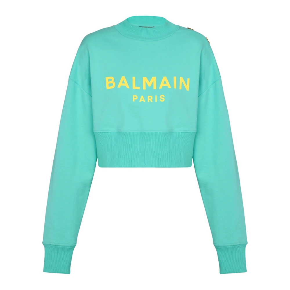 Balmain Cropped sweatshirt met Parijs-print Blue Dames