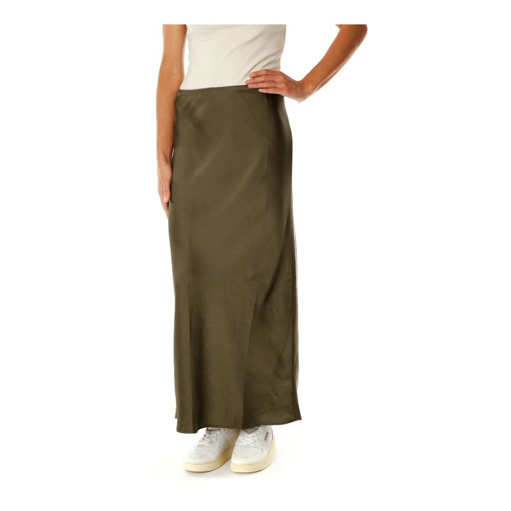 Samsøe Satijnen Maxi Rok Green Dames