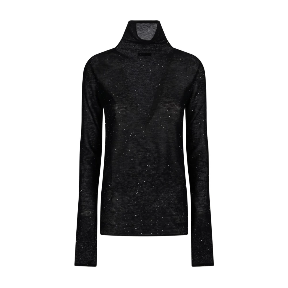 Pinko Donna Nero - Maglia A Collo Alto Moss - Knitwear - M