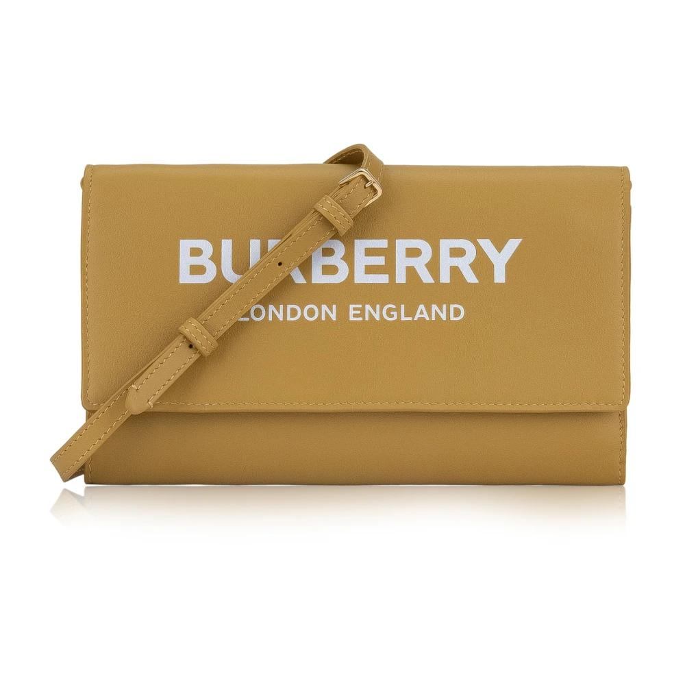 Burberry Leren schoudertas met knoopsluiting Yellow Dames