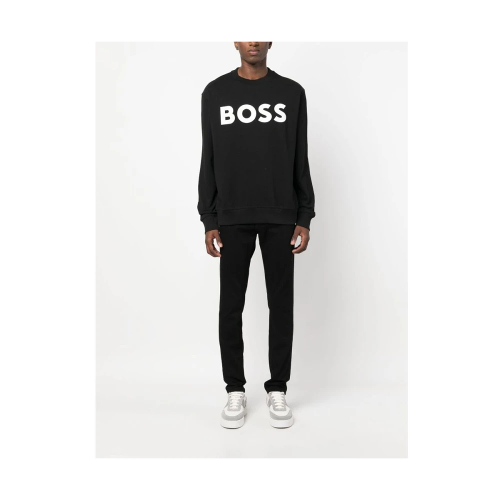 Hugo Boss Logo-print Katoenen Sweatshirt Black Heren