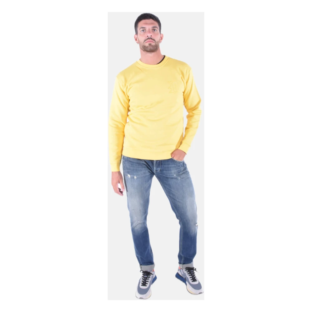 Dondup Gele Heren Crewneck Sweatshirt met Logo Yellow Heren