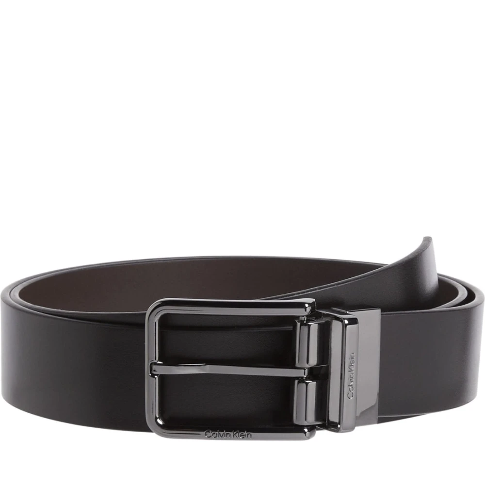 Calvin Klein Zwart Riemset met 2 Gespen Black Heren