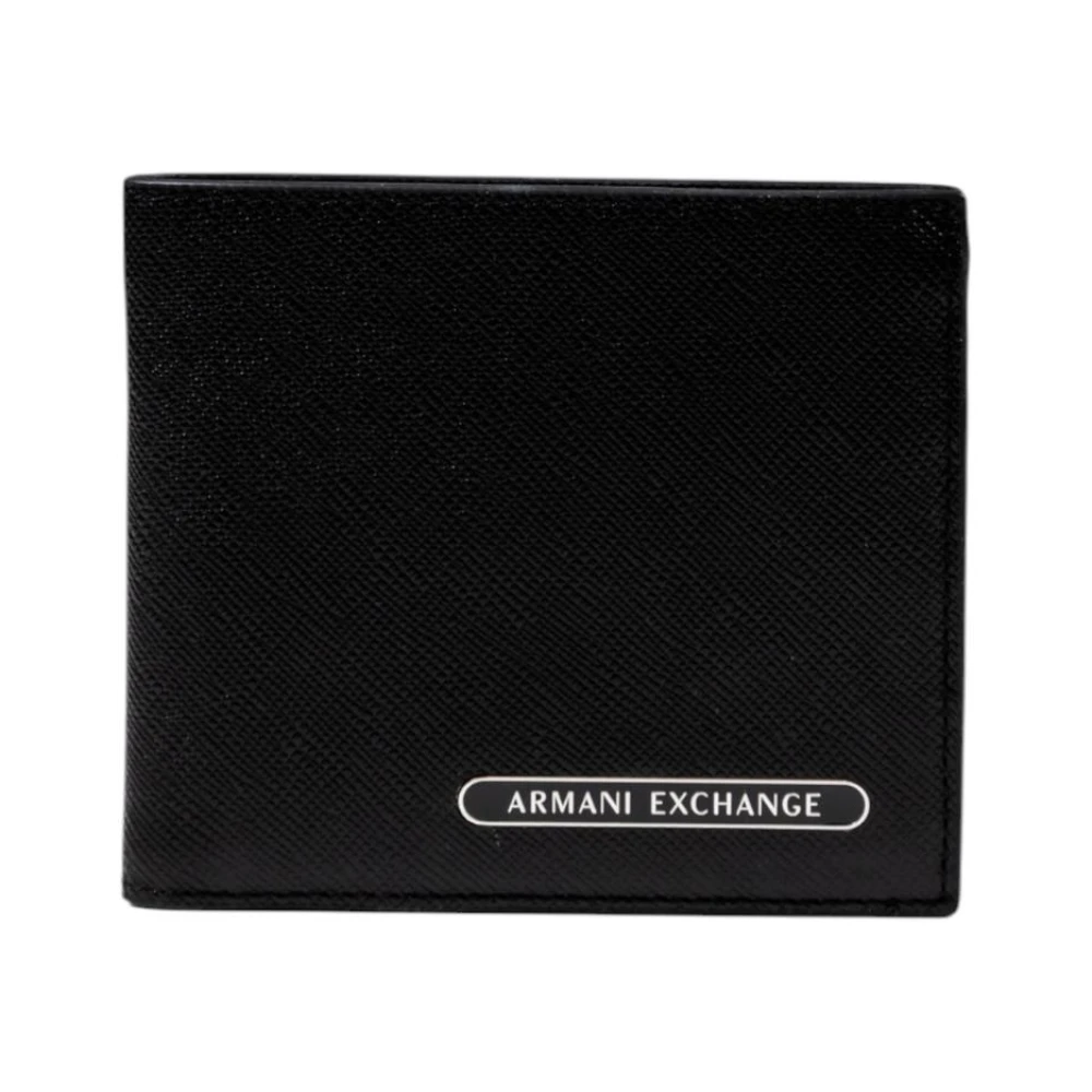 Armani Exchange Men's Black Wallets & Cardholders, One Size, Stylish Printed Wallet With Compartts