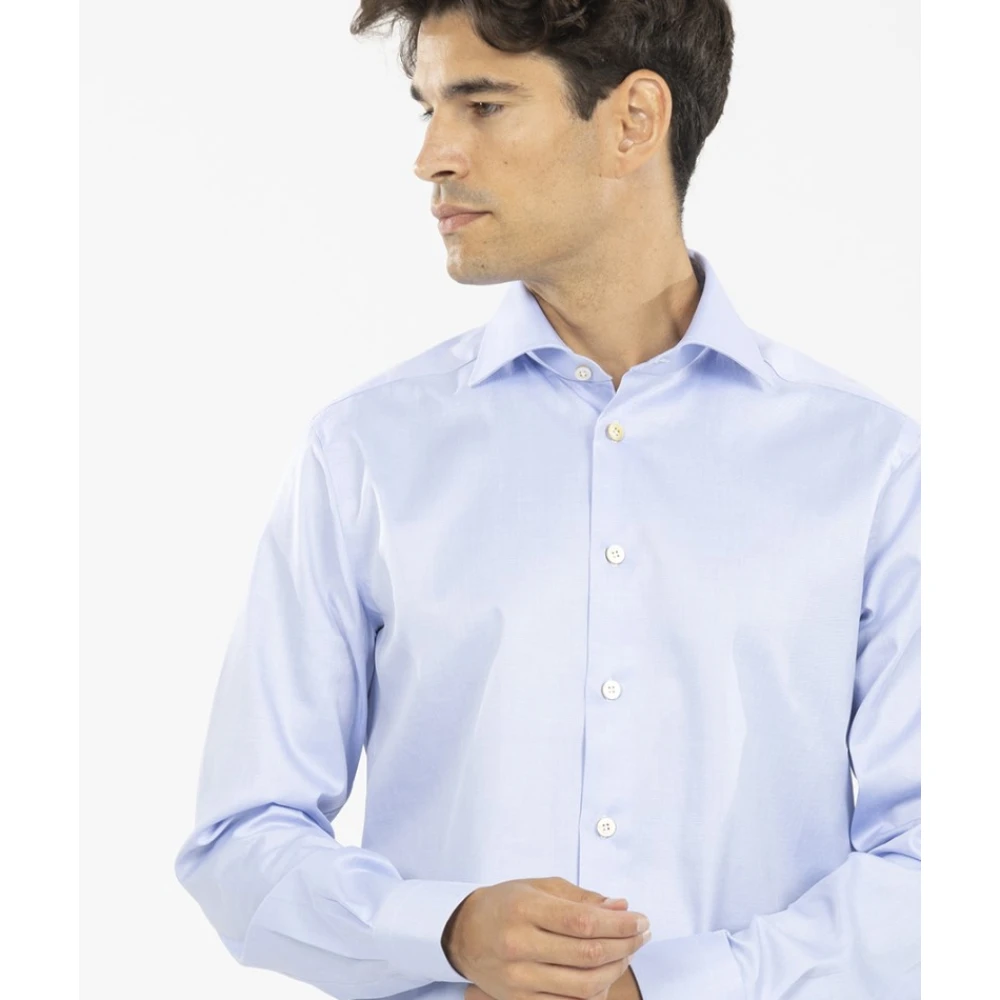 Kiton Italiaans Katoenen Overhemd Blue Heren