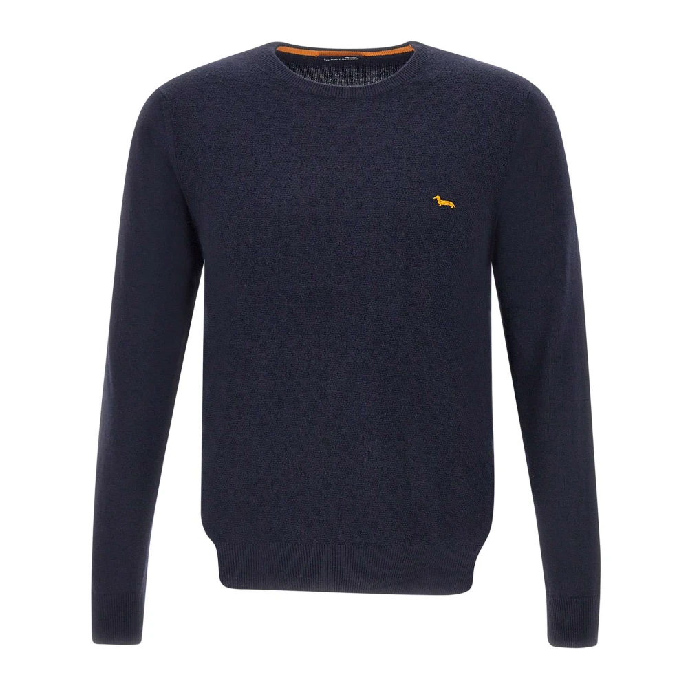 Harmont & Blaine Heren trui van wol navy blauw lange mouwen Blue Heren