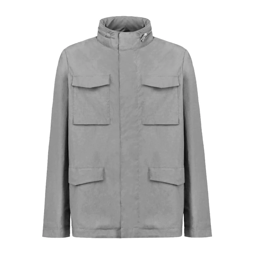 People of Shibuya Camouflage Katoenen Jas Staande Kraag Capuchon Gray Heren