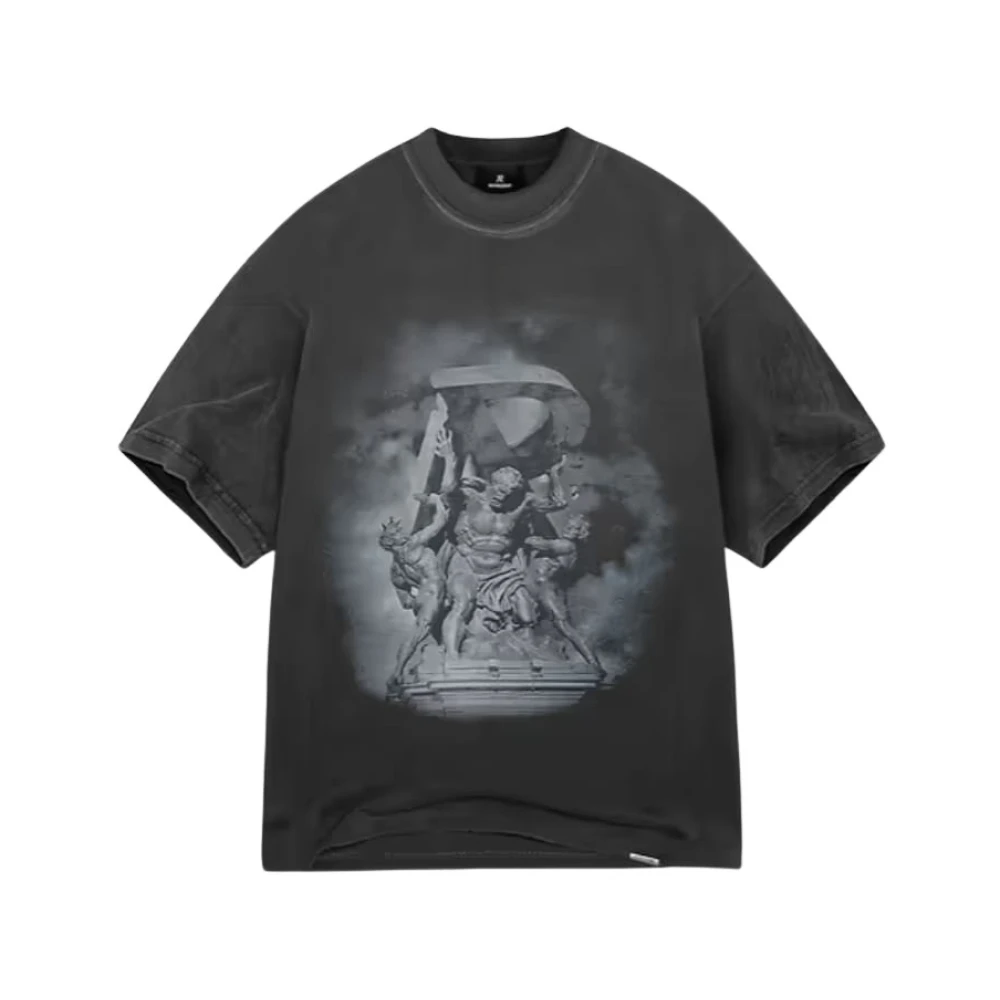 Represent Atlas Print Katoenen T-shirt Gray Heren