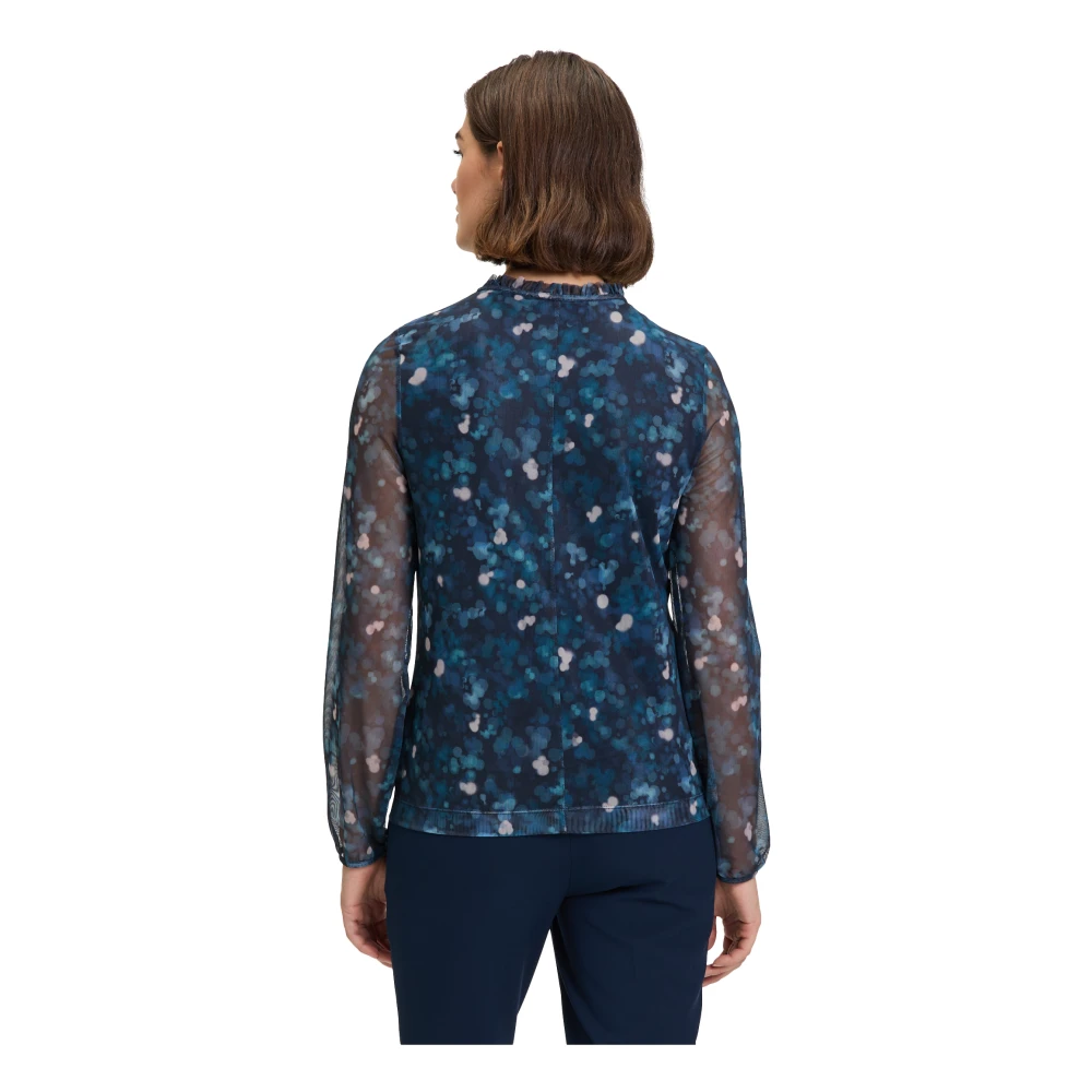 Betty & Co Blouse met gerimpelde halslijn Blue Dames