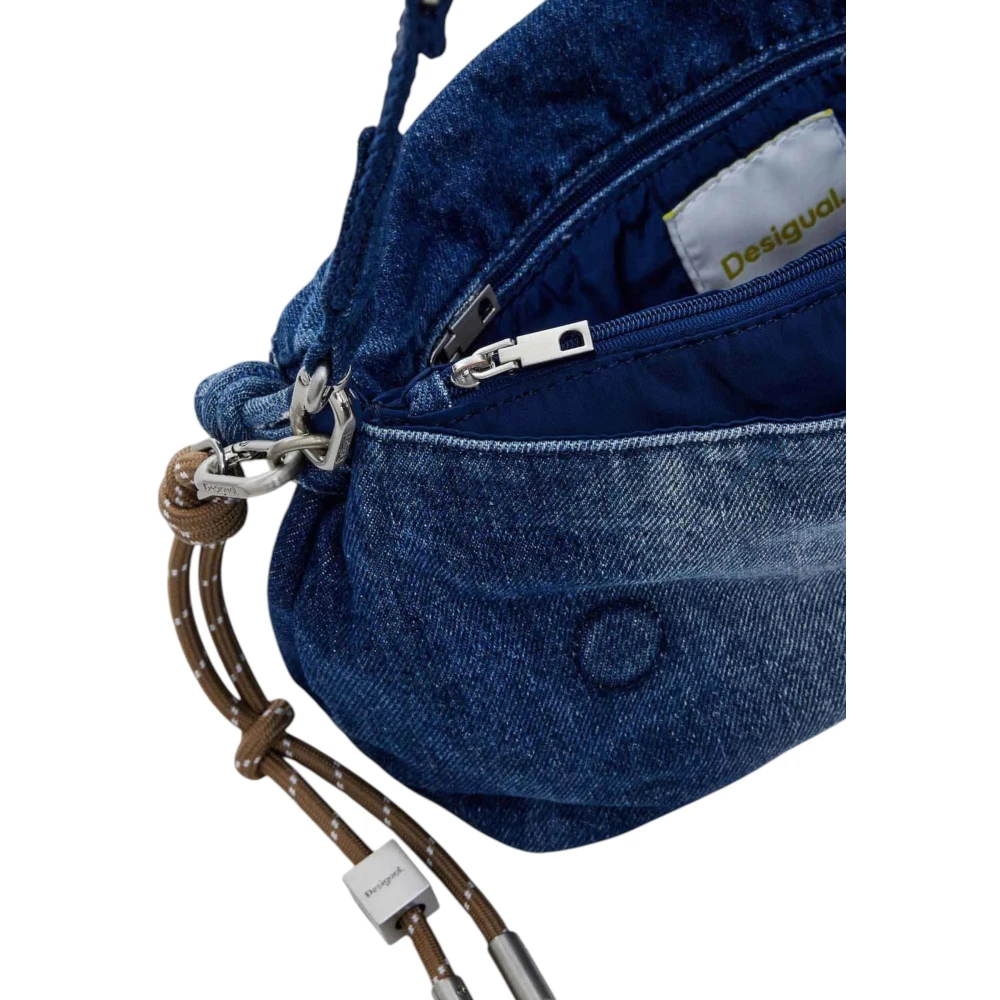 Desigual Blauwe Schoudertas met Rits Lente Zomer Vrouwen Blue Dames