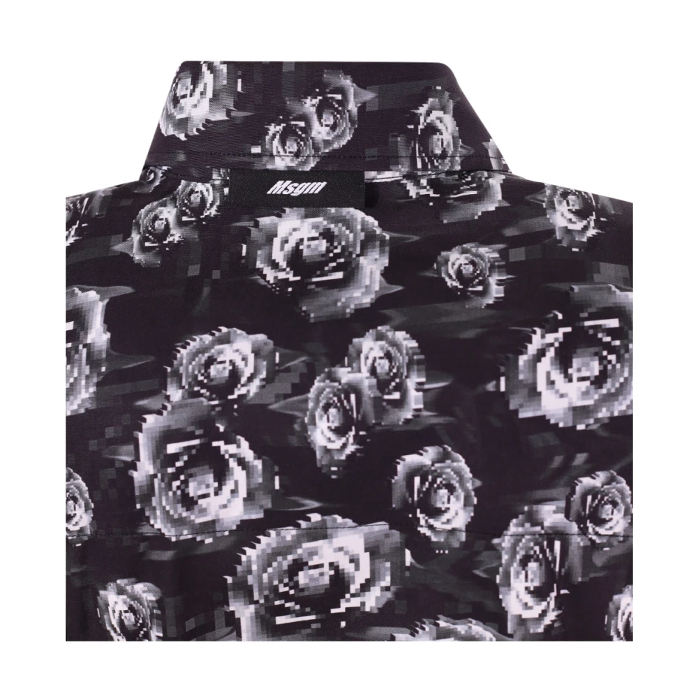 Msgm Zwarte Knoopsluiting Klassieke Kraag Shirt Black Heren