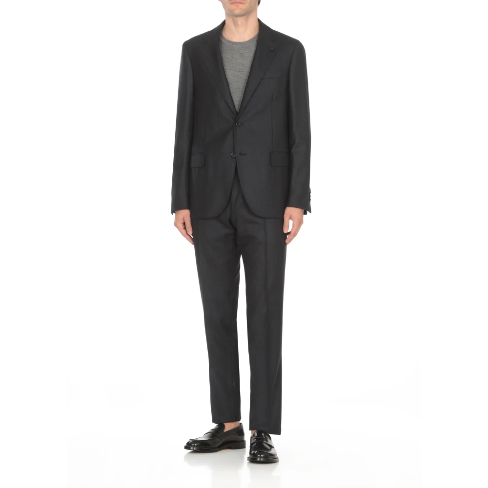 Lardini Blauw Wollen Pak met Iconische Pin Blue Heren