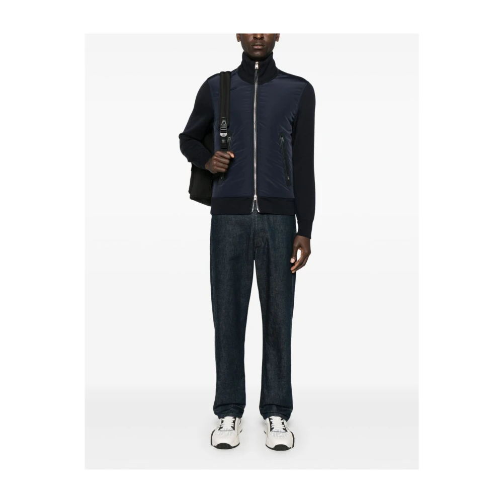 Tom Ford Blauwe Rits Trui Hoge Hals Lange Mouwen Blue Heren