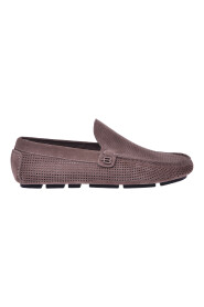 Driver loafers in taupe split leather