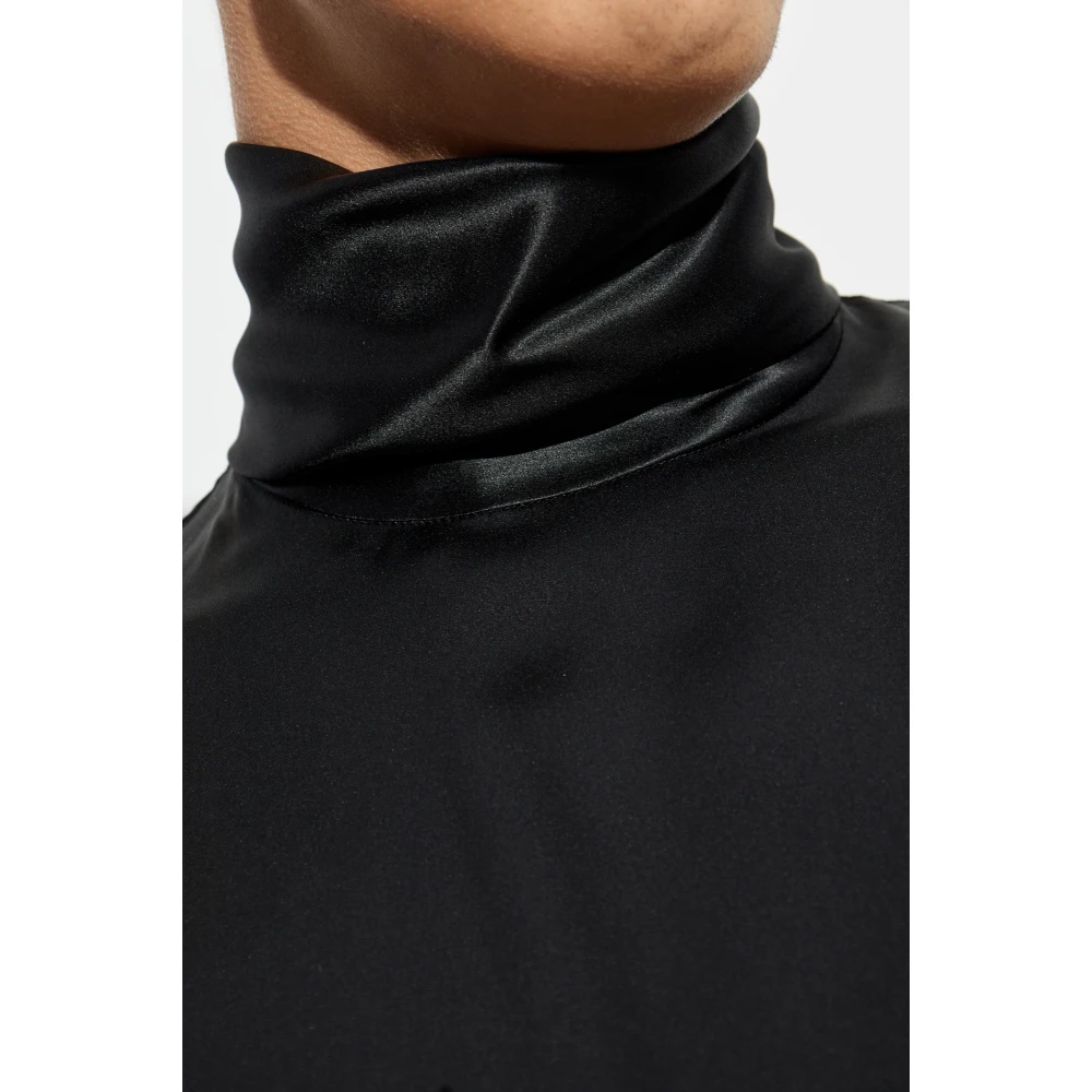 Dolce & Gabbana Zijden top met opstaande kraag Black Heren