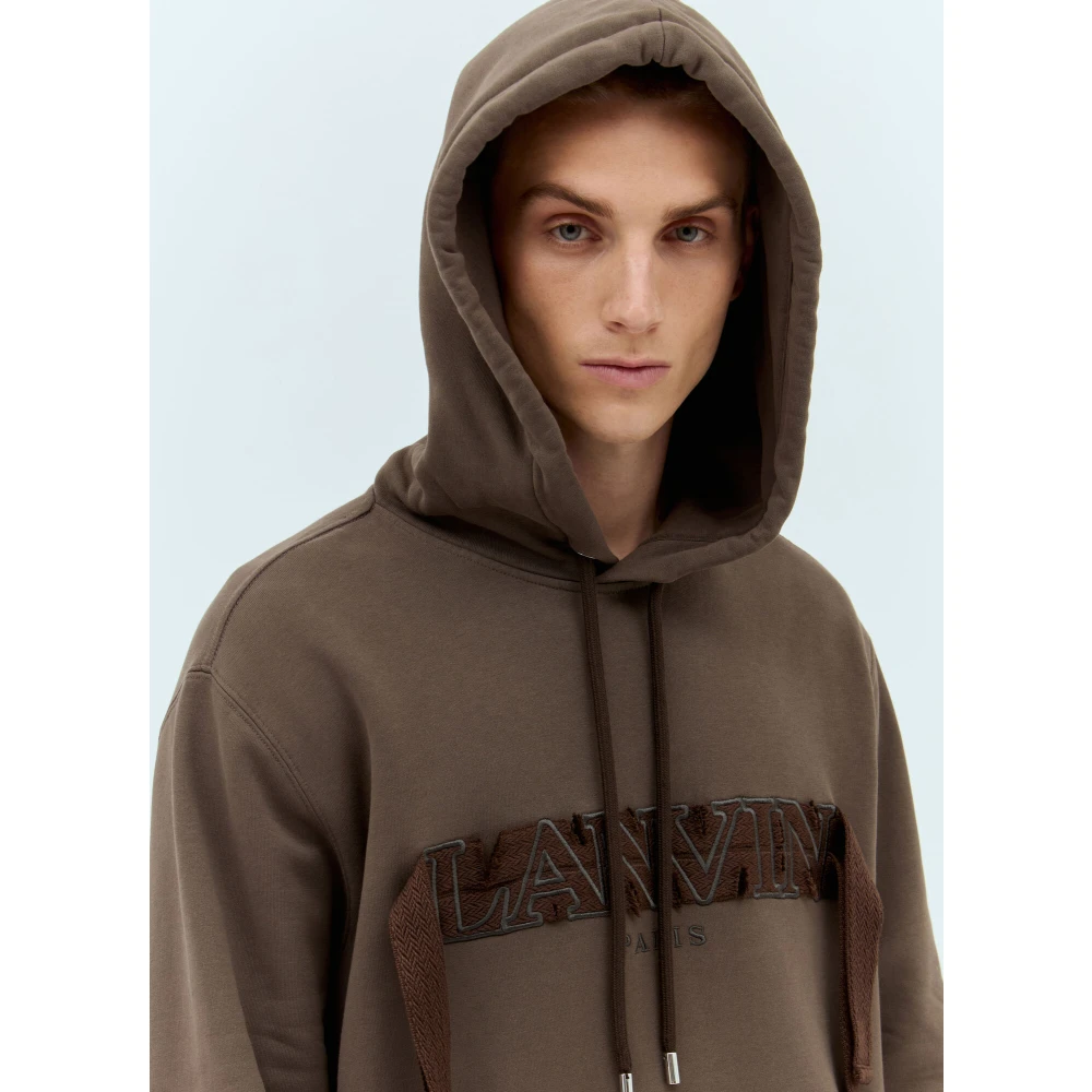 Lanvin Katoenen Fleece Hoodie Brown Heren