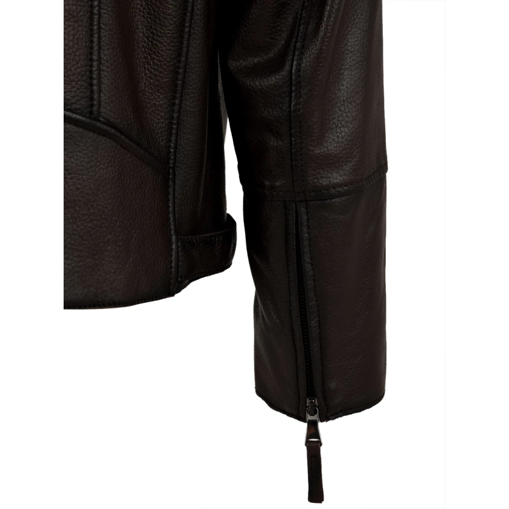 The Jack Leathers Leren jassen met dubbele ritssluiting en voorzakken Brown Heren