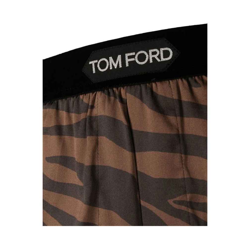 Tom Ford Zebra Print Zijden Boxershorts Brown Heren