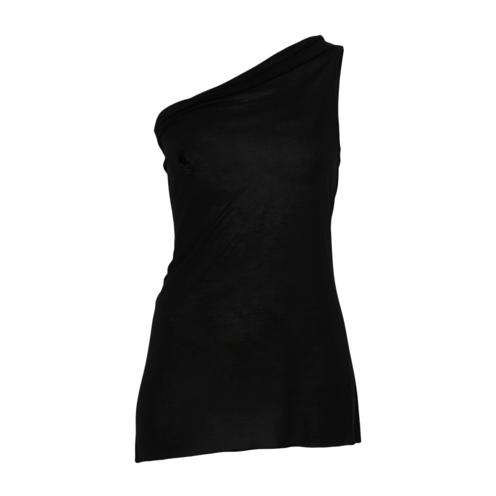 Rick Owens Zwarte Asymmetrische Mouwloze Top Black Dames