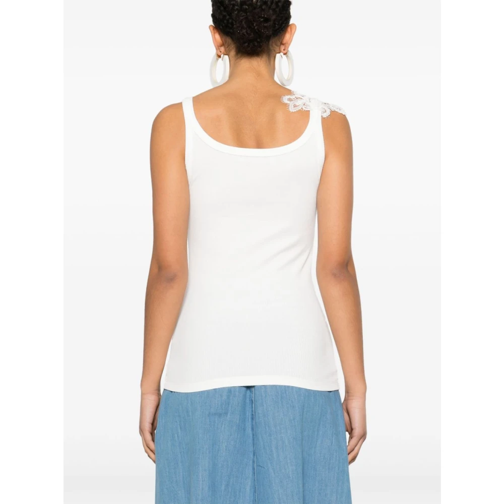 Ermanno Scervino Witte Mouwloze Geribbelde Top White Dames