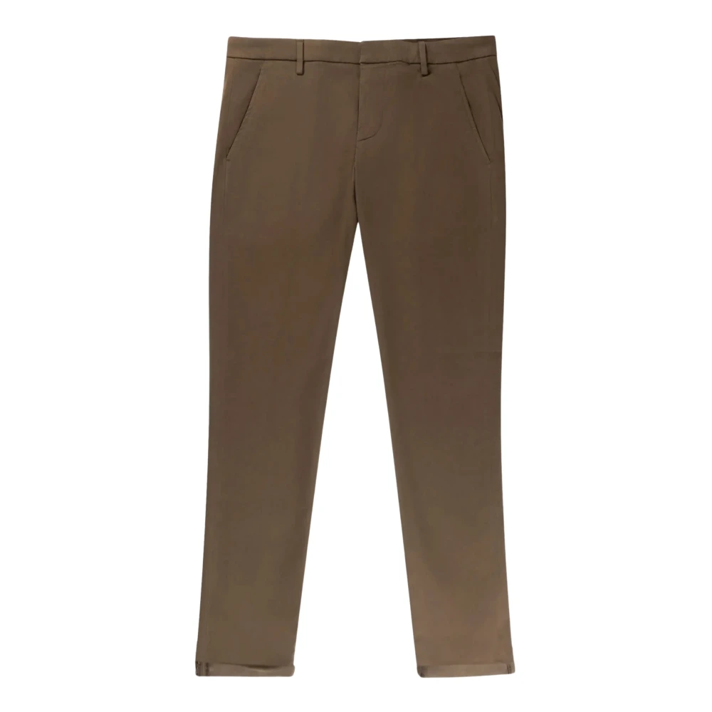 Dondup Stretch Satijnen Katoenen Chino Broek Brown Heren