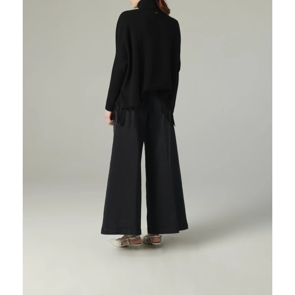 Manila Grace Hoge hals trui Black Dames