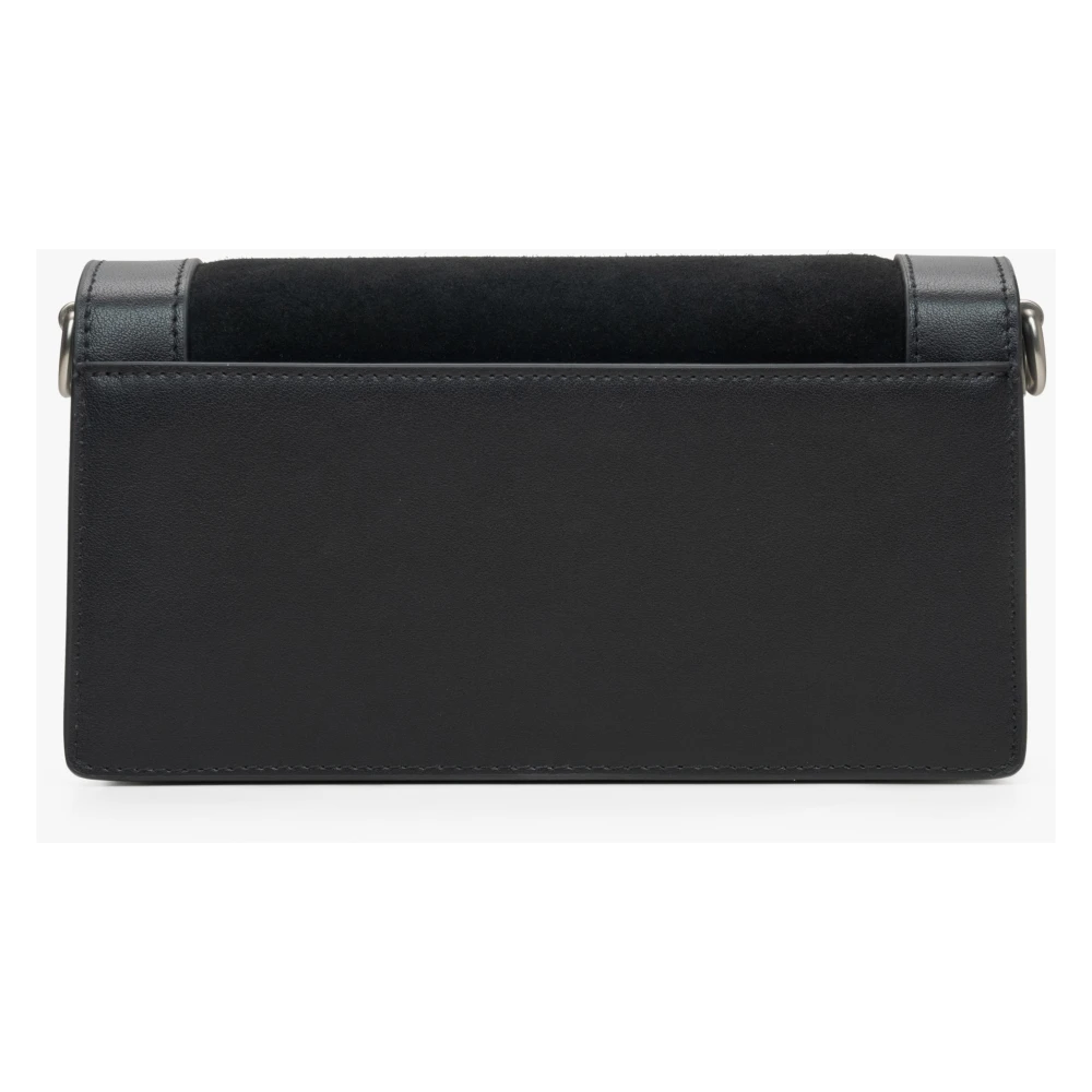 Estro Dames Kleine Zwarte Tas gemaakt van Leer en Velours met Zilveren Details Er00115769 Black Dames