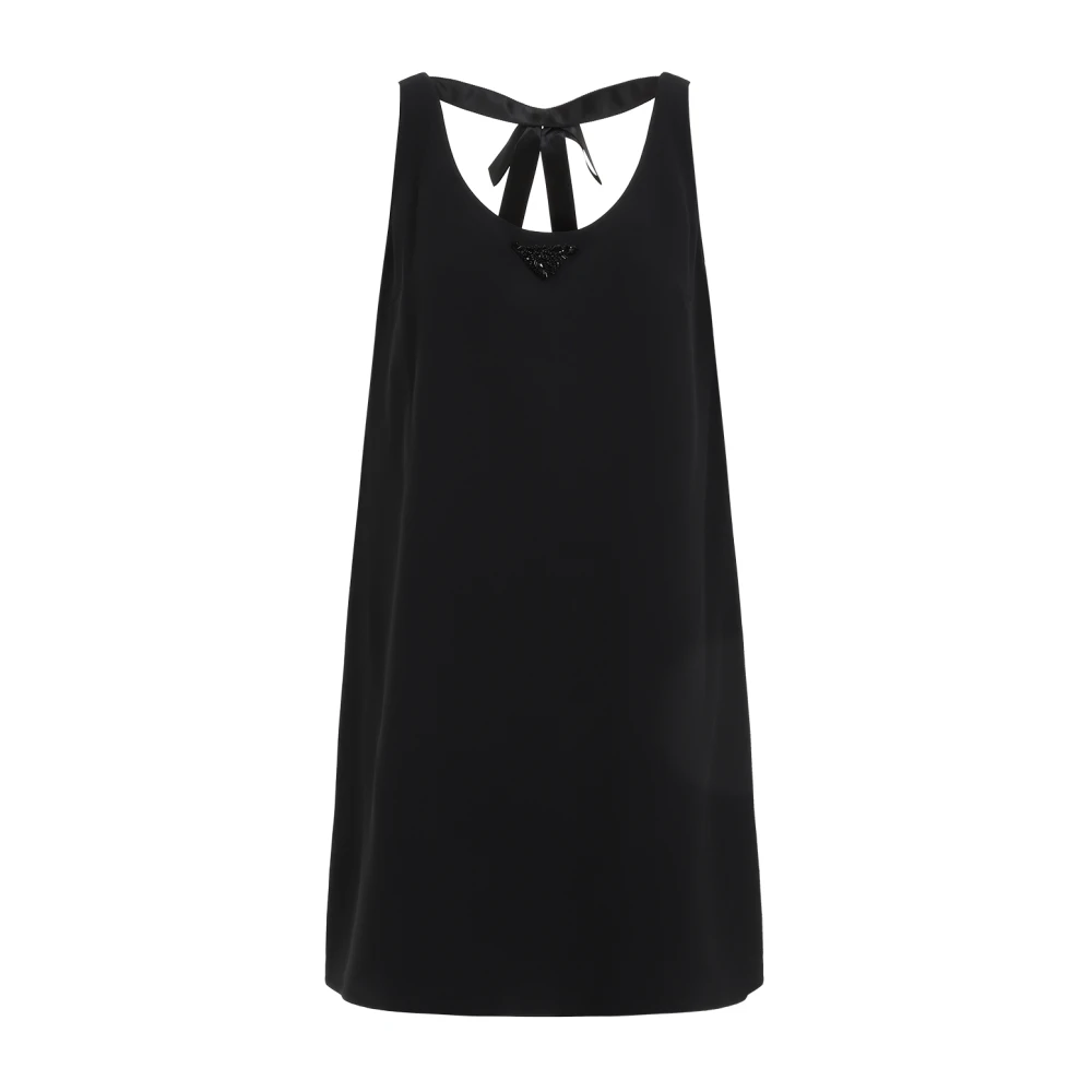 Prada Mouwloze Mini Jurk met Kralen Detail Black Dames