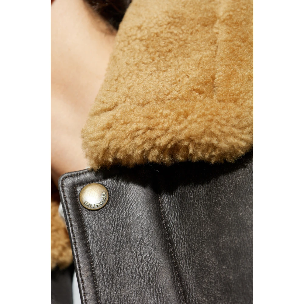 Balenciaga Lamsvel Shearling Jas Brown Heren