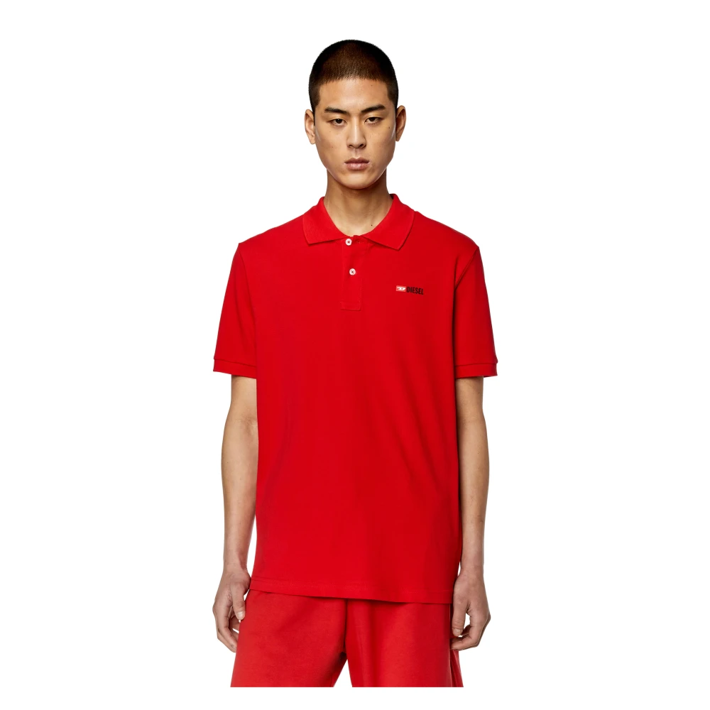Diesel Poloshirt met logo-print met hoge dichtheid Red Heren