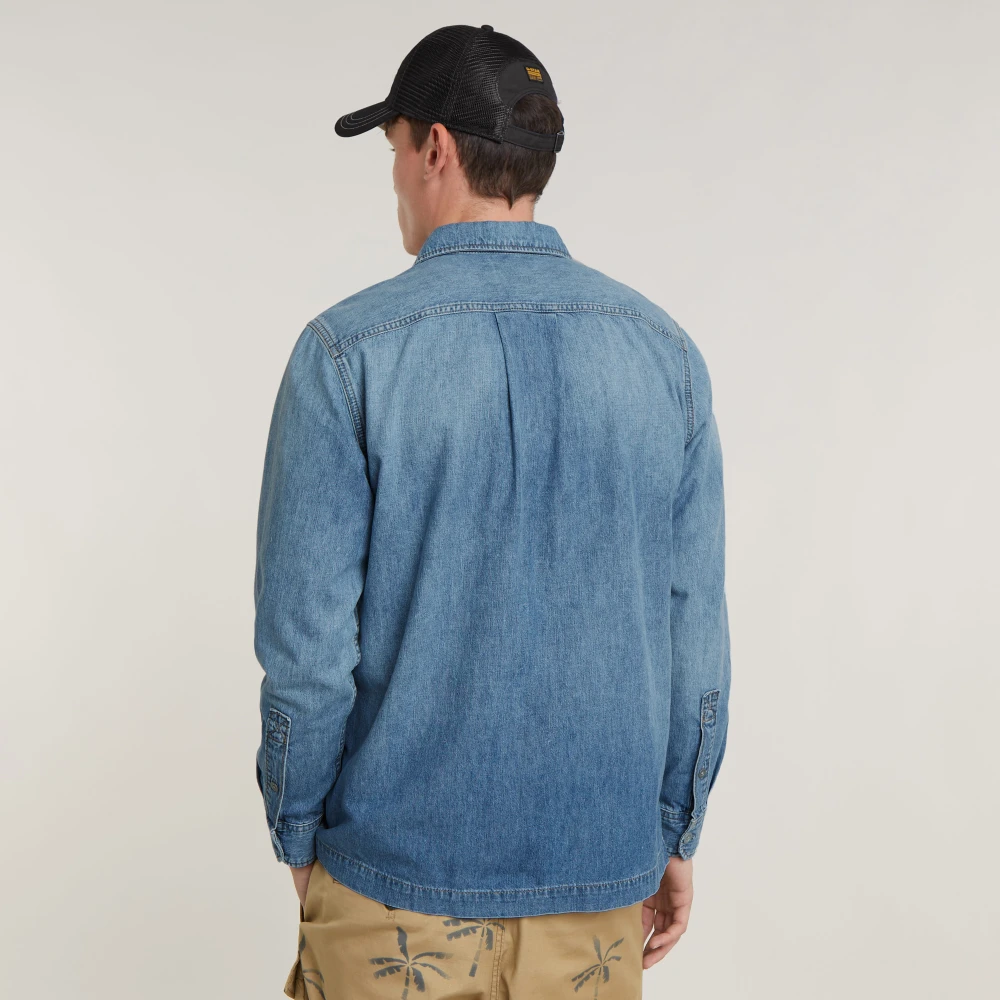 G-Star Denim Shirt One Pocket Regular Fit Blue Heren