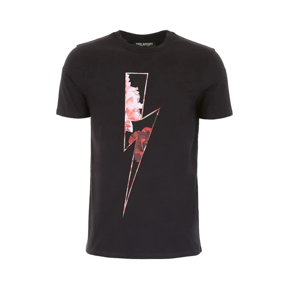 Neil Barrett Svart Slim Fit T-shirt med Logoprint Black, Herr