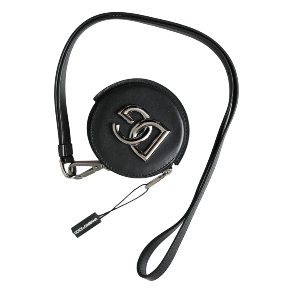 Dolce & Gabbana Zwarte Leren Logo Muntportemonnee Black Dames