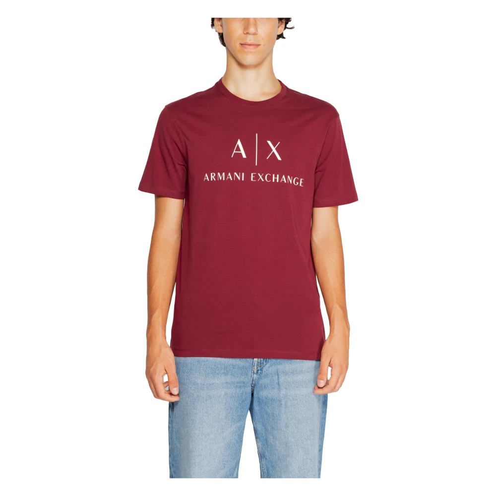 Armani Exchange Regular fit jersey T-shirt met logo Brown Heren