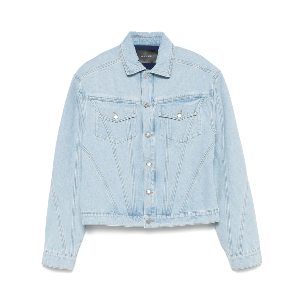 Mugler Baby Blauwe Buitenkleding Jas met Zakken Blue Heren