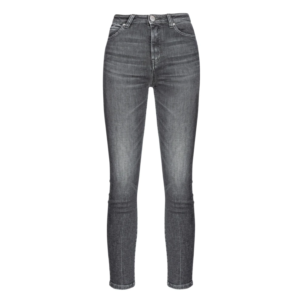 Pinko Vintage Skinny Jeans Love Birds Geborduurd Gray Dames