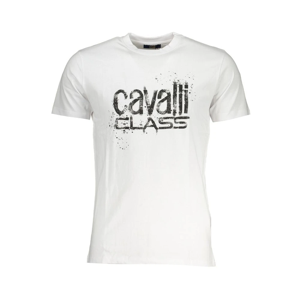 Cavalli Class Men's White Print Logo Short Sleeve Tee