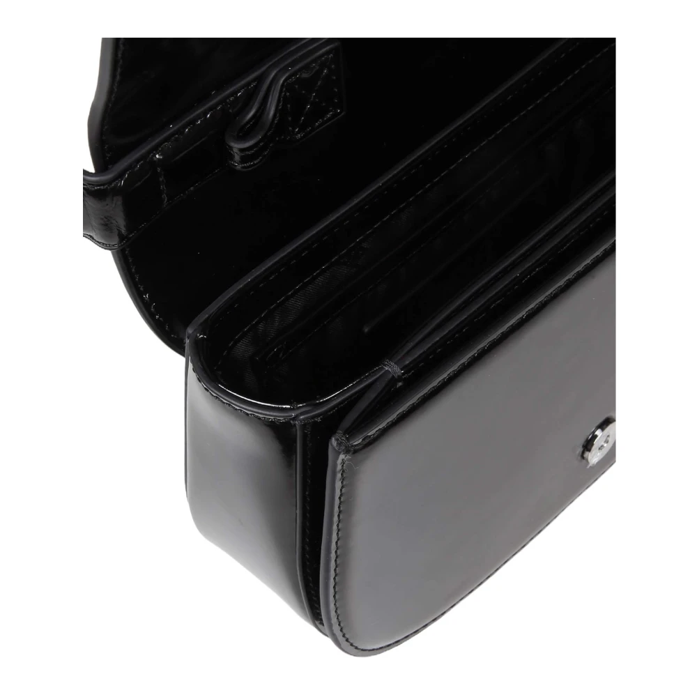 Diesel Zwarte leren schoudertas Magnetische sluiting Black Dames