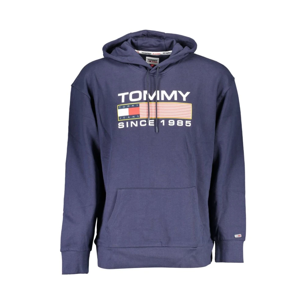 Tommy Hilfiger Men's Blue Cotton Hooded Sweater With Logo
