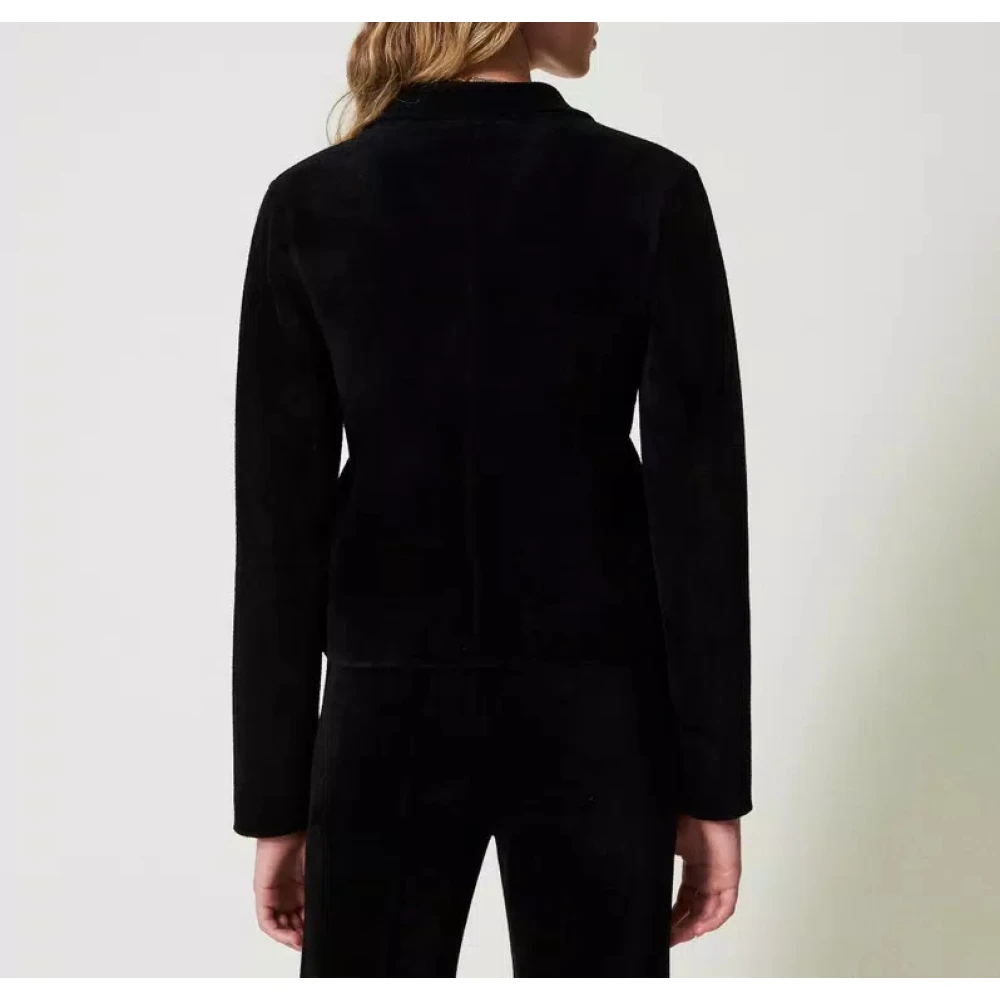Twinset Gebreid jasje met ovale knopen Black Dames