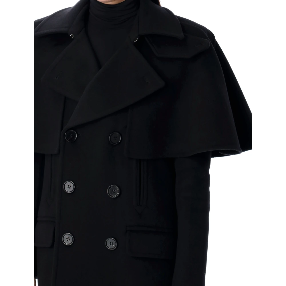 Chloé Zwarte Lange Cape Jas Buitenkleding Black Dames
