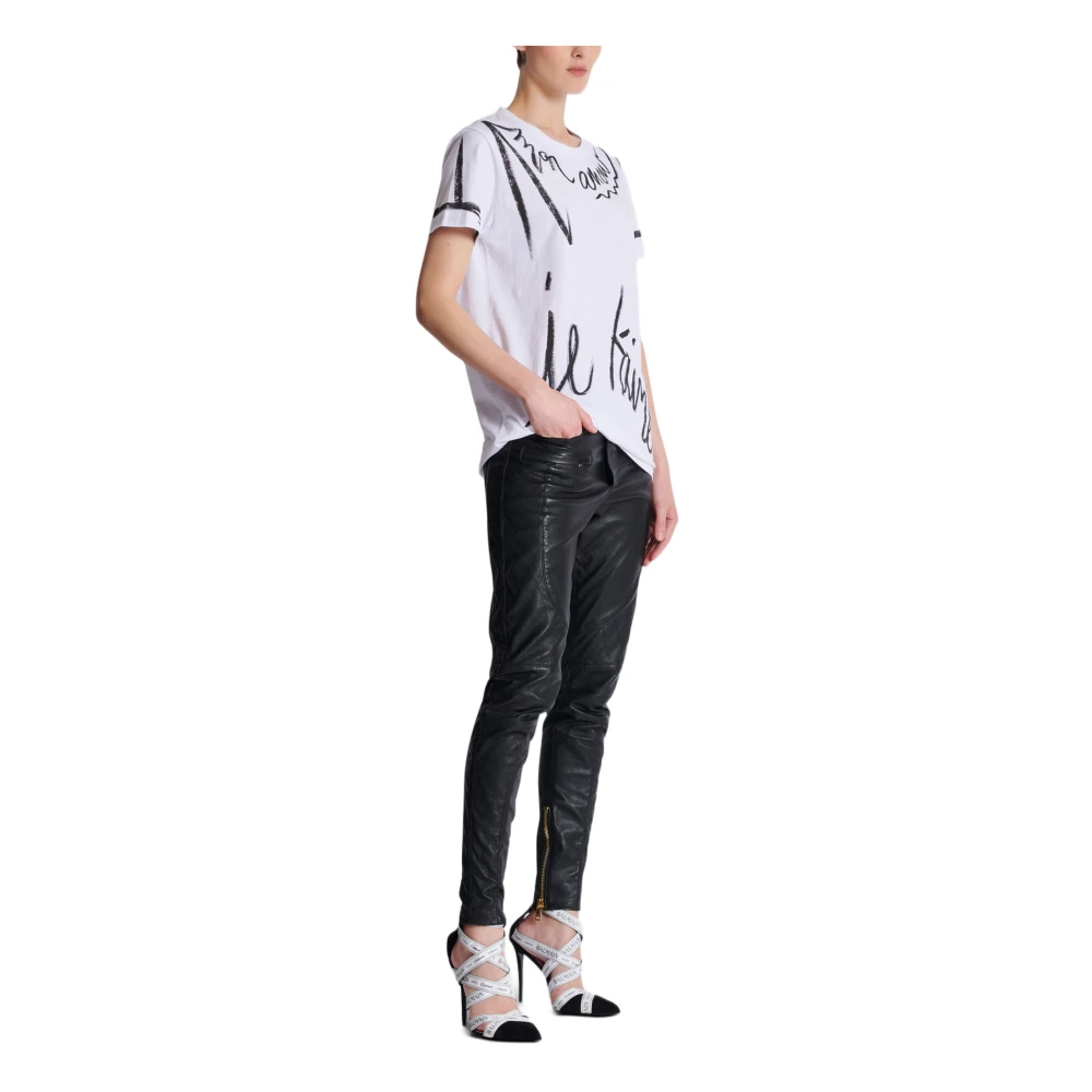 Balmain T-shirt met korte mouwen met 'Je t'aime' print White Dames
