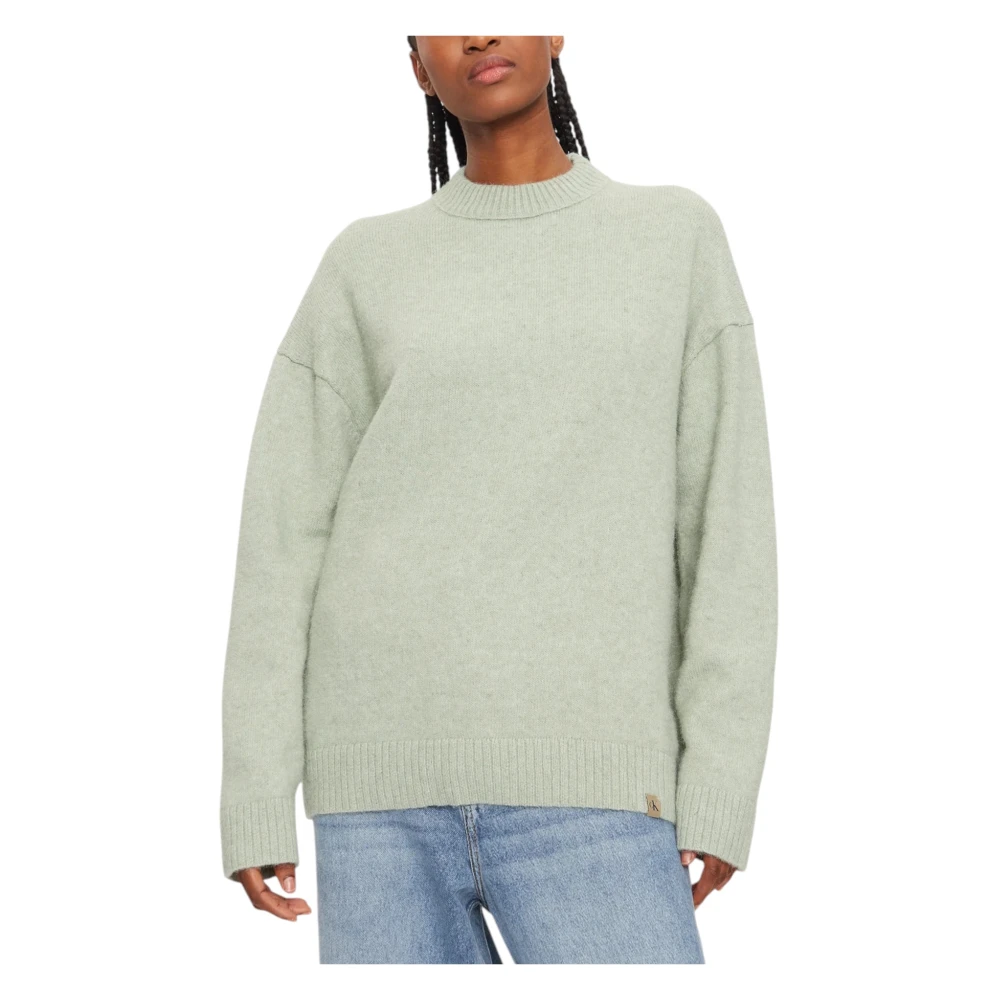 Calvin Klein Jeans Women's Green Plain Knitwear Long Sleeve