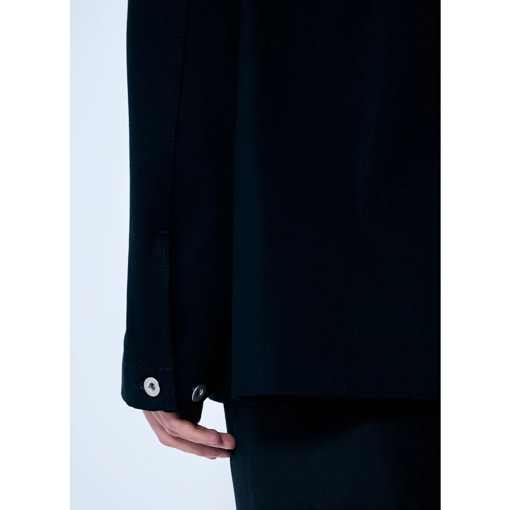 Jil Sander Klassieke Katoenen Twill Jas Black Heren