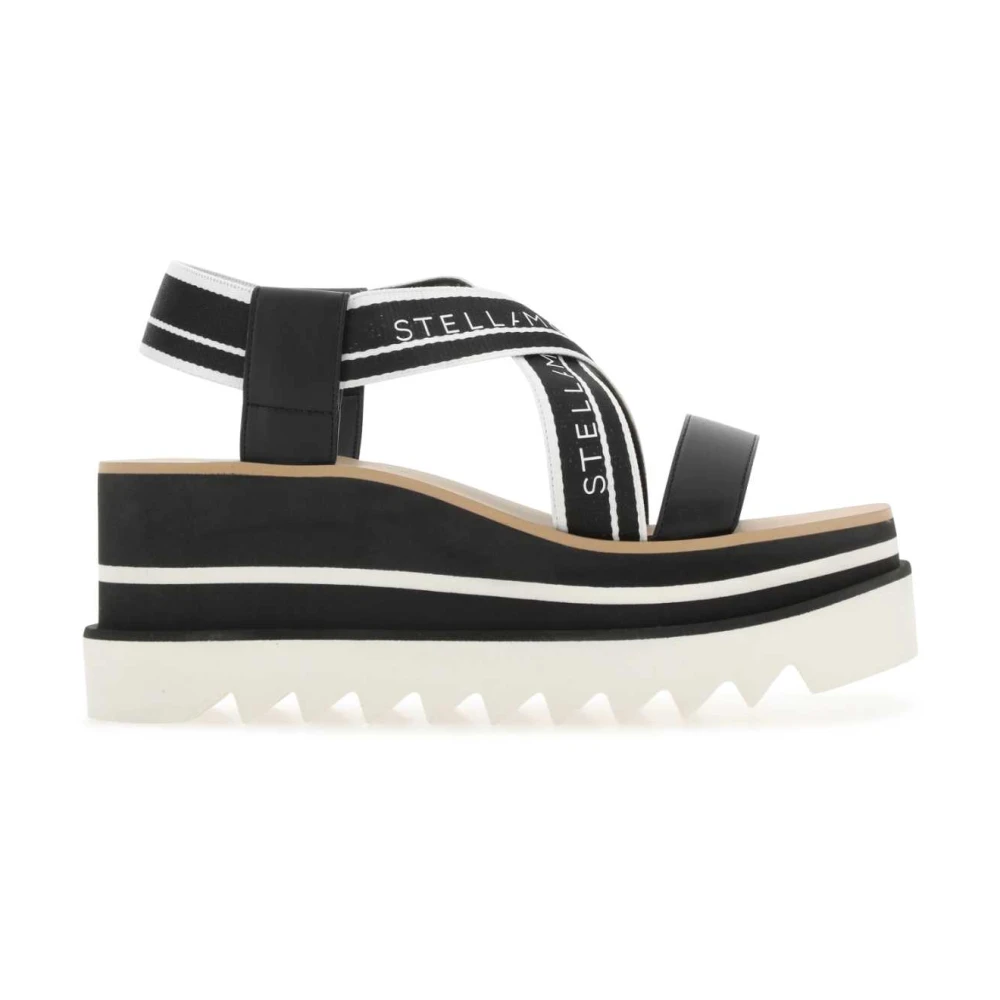Stella Mccartney Black Wedges, Female, 7 Uk, Two-Tone Fabric Platform Sandals