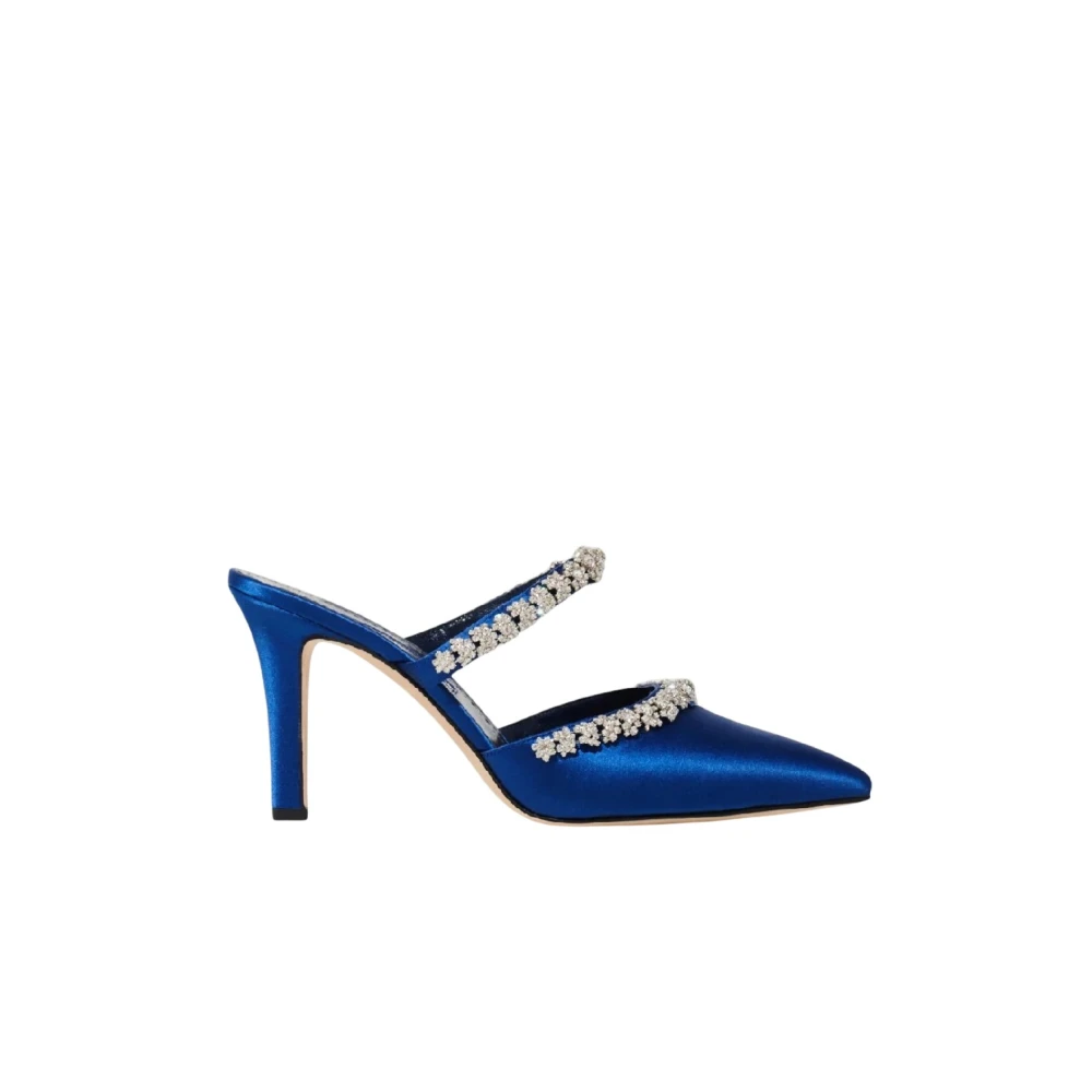 Manolo Blahnik Women's Blue Vedadamu Satin Mules - Heeled Mules - 6 1/2 Uk - Shoes